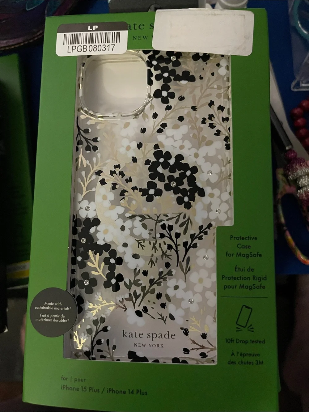 kate spade floral gold & black iPhone 15 Plus / 14 Plus MagSafe Case